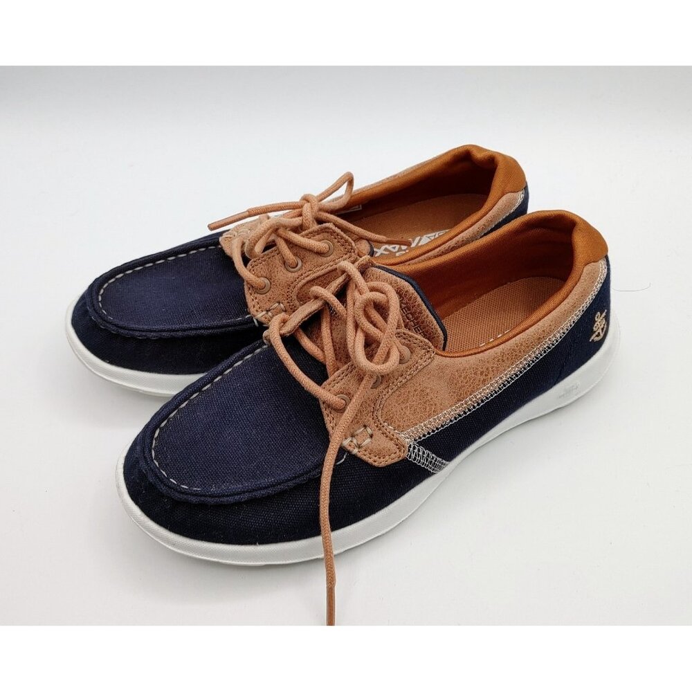 SKECHERS ON THE GO FLEX EMBARK CLASSIC NAUTICAL STYLE WOMEN'S BOAT SHOES SIZE 7